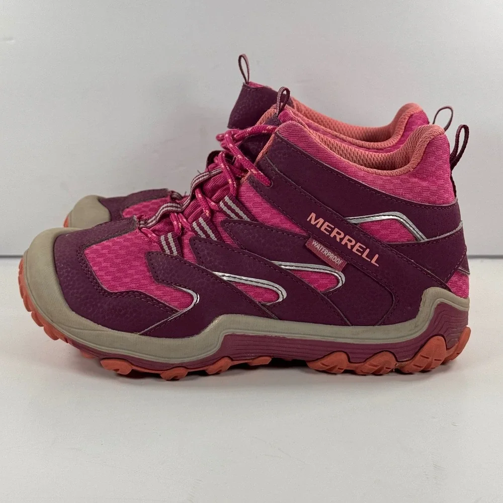 Merrell Kids Waterproof Hiking Boots Purple Pink MK162178 Size 1.5M Mid Trail